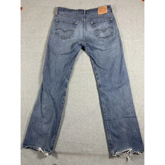 Levi's Men's 501 36x34 Original Straight Fit Button Fly Distressed Jeans - Picture 7 of 11